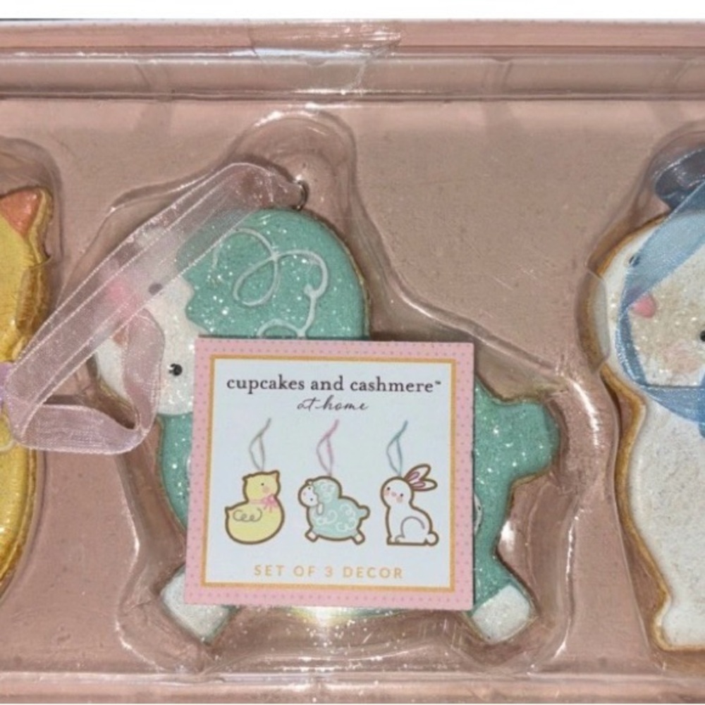 Cupcakes Cashmere Easter Ornaments Baby Animals Set Of 3 Spring Chick Lamb